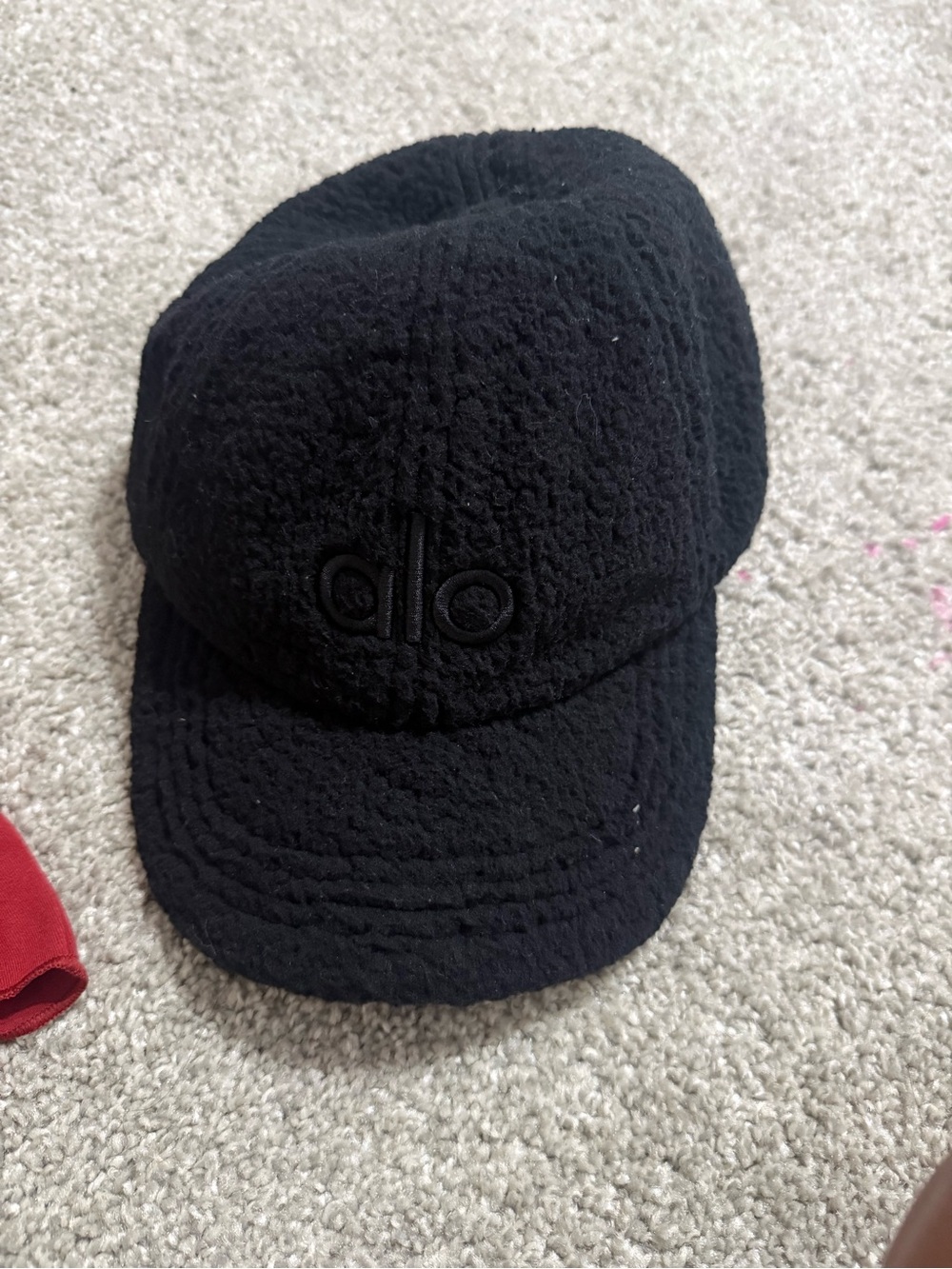ALO Yoga Black Sherpa Cap with Embroidered Logo